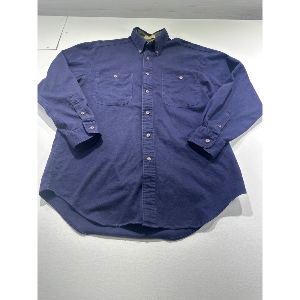 Vintage Adirondack Mens Mountain Button Down Shirt Navy Blue Heavy Cotton M